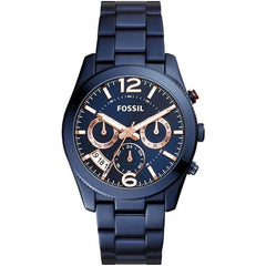 Fossil Perfect Boyfriend Multifunction Blue Dial Blue Steel Strap Watch for Women - ES4093 Watches Fossil   