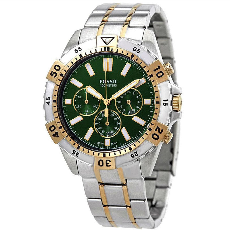 Fossil Garrett Chronograph Green Dial Two Tone Steel Strap Watch for Men - FS5622 Watches Fossil   