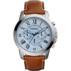 Fossil Grant Chronograph Blue Dial Brown Leather Strap Watch for Men - FS5184 Watches Fossil   