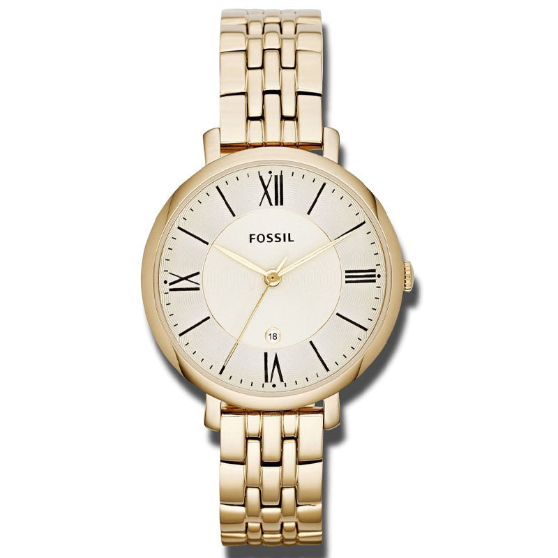 Fossil Jacqueline White Dial Gold Steel Strap Watch for Women - ES3434 Watches Fossil   