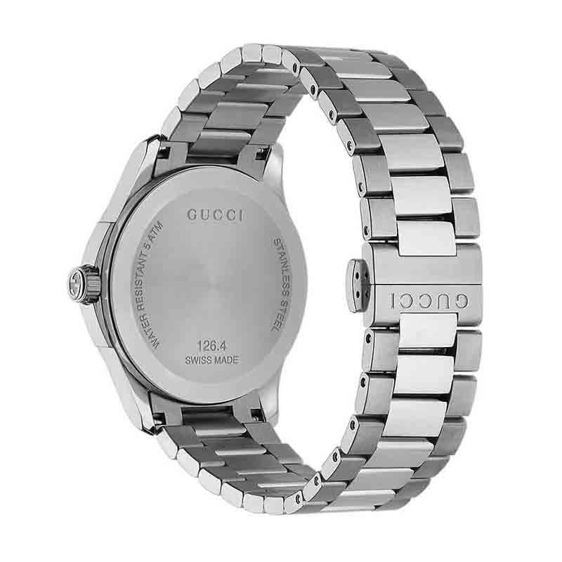 Gucci G Timeless Black Dial Silver Steel Strap Watch For Men - YA126460 Watches Gucci   