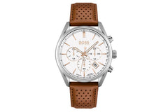 Hugo Boss Champion White Dial Brown Leather Strap Watch for Men - 1513879 Watches Hugo Boss   