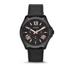 Fossil Cecile Multifunction Black Dial Black Leather Strap Watch for Men - AM4523 Watches Fossil   