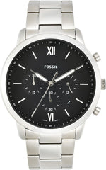 Fossil Neutra Chronograph Black Dial Silver Steel Strap Watch for Men - FS5384 Watches Fossil   