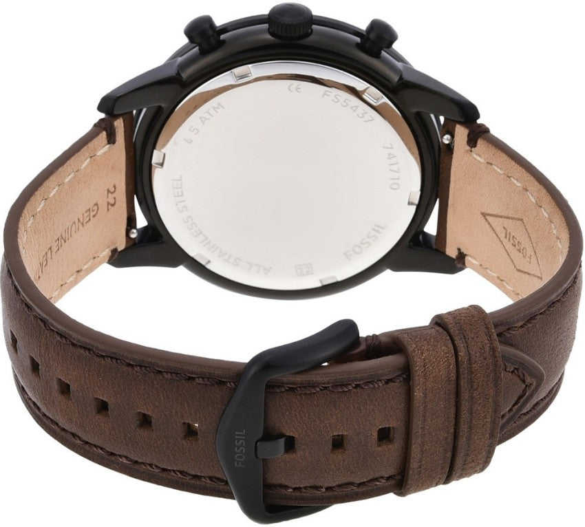 Fossil Townsman Chronograph Black Dial Brown Leather Strap Watch for Men - FS5437 Watches Fossil   