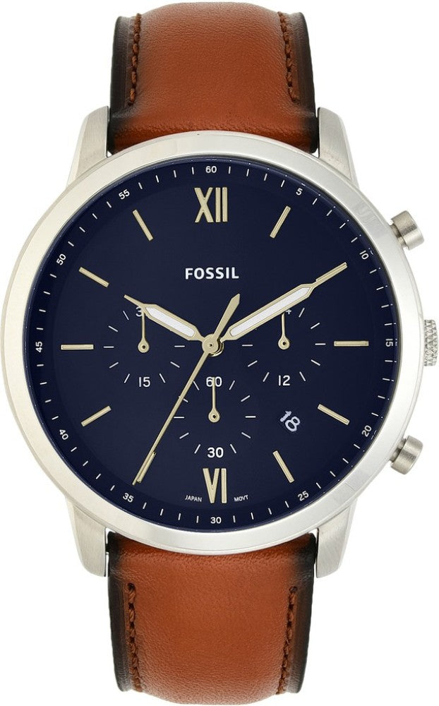 Fossil Neutra Chronograph Blue Dial Brown Leather Strap Watch for Men - FS5453 Watches Fossil   