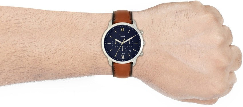 Fossil Neutra Chronograph Blue Dial Brown Leather Strap Watch for Men - FS5453 Watches Fossil   