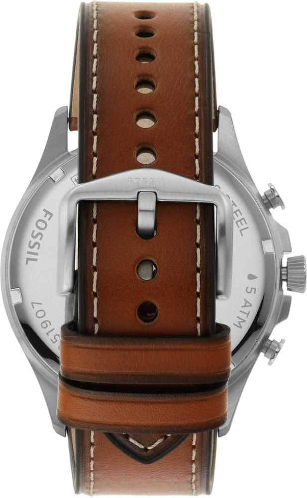 Fossil Forrester Chronograph Blue Dial Brown Leather Strap Watch for Men -  S5607 Watches Fossil   