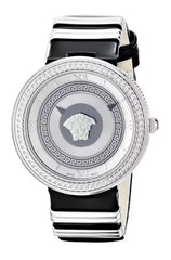 Versace V Metal Icon Silver Dial Black & Silver Strap Watch for Women - VLC010014 Watches Versace   