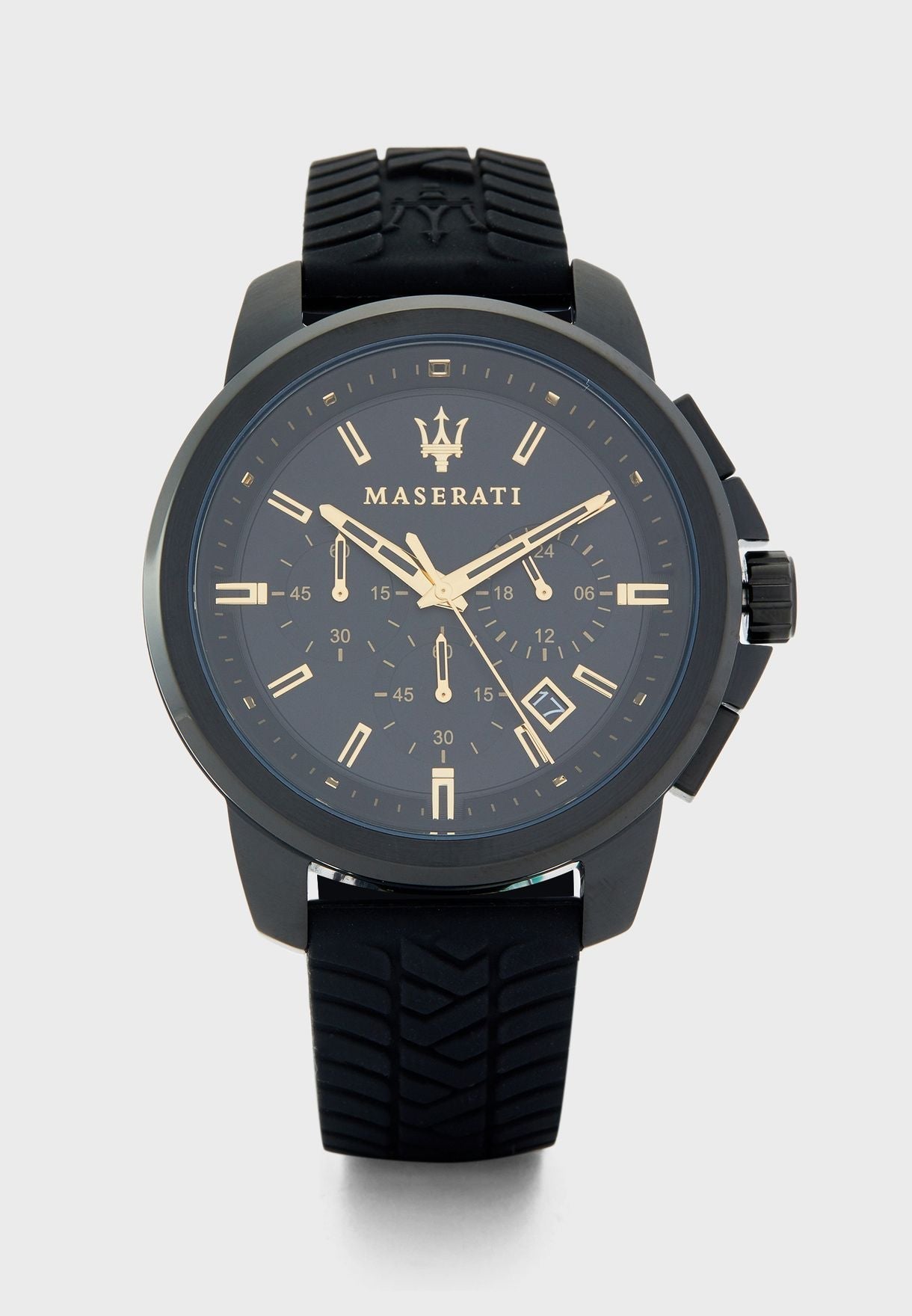 Maserati Successo Black Dial Black Rubber Strap Watch For Men - R8871621011 Watches Maserati   