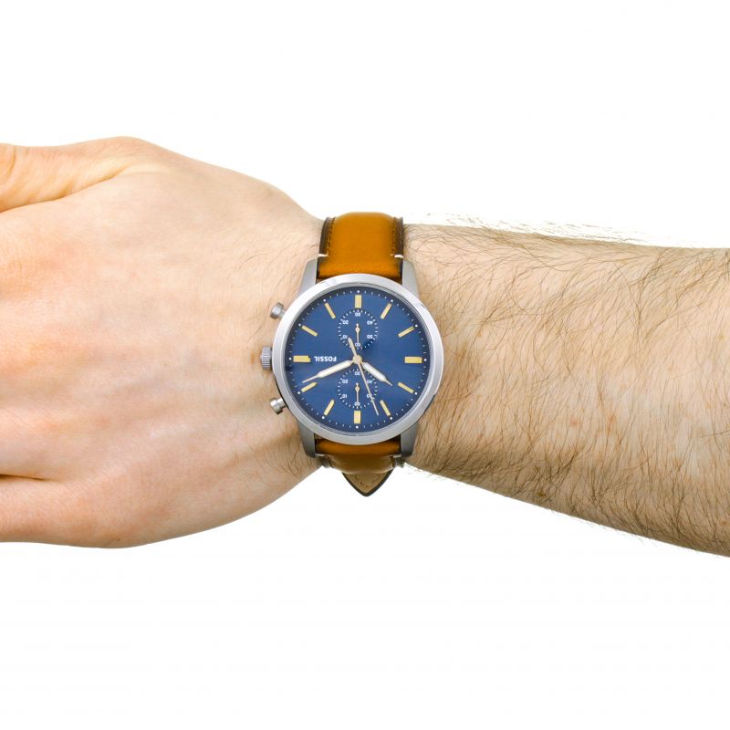 Fossil Townsman Chronograph Blue Dial Brown Leather Strap Watch for Men - FS5279 Watches Fossil   