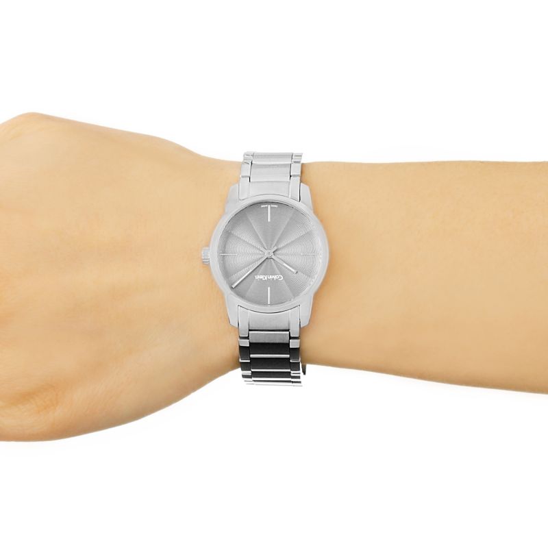 Calvin Klein City Grey Dial Silver Steel Strap Watch for Women - K2G23144 Watches Calvin Klein   