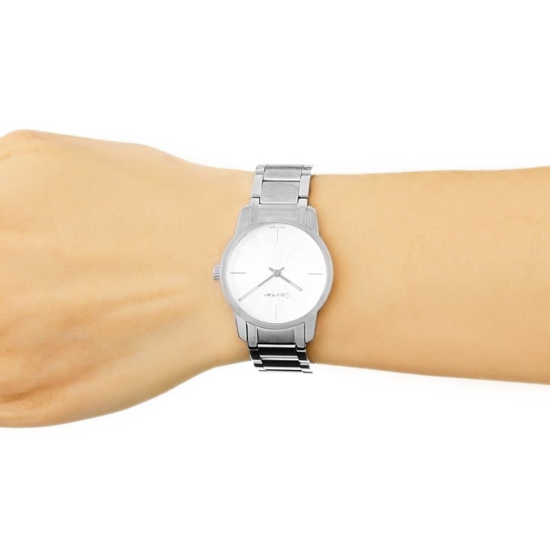 Calvin Klein City White Dial Silver Steel Strap Watch for Women - K2G23146 Watches Calvin Klein   