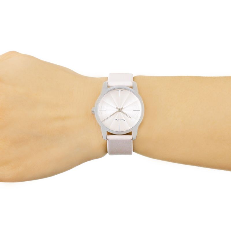 Calvin Klein City White Dial White Leather Strap Watch for Women - K2G231XH Watches Calvin Klein   