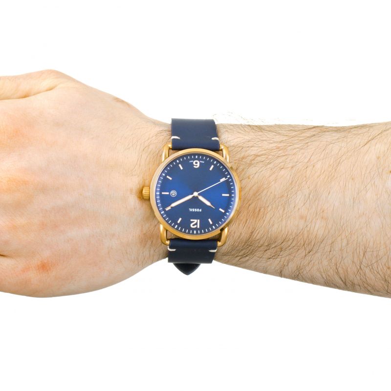 Fossil The Commuter Blue Dial Blue Leather Strap Watch for Men - FS5274 Watches Fossil   