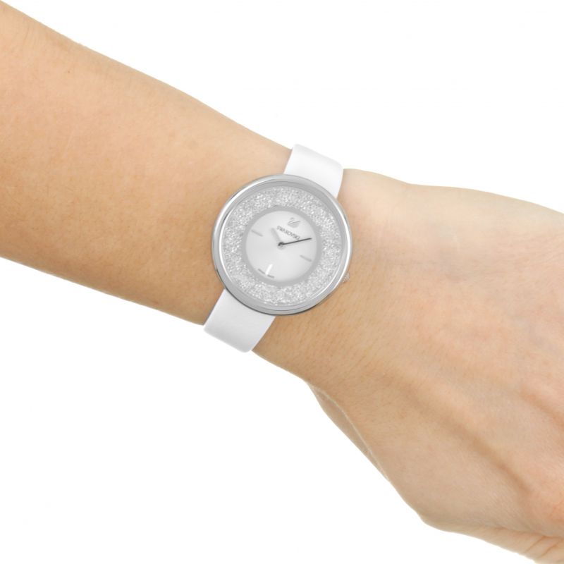 Swarovski Crystalline Pure White Dial White Leather Strap Watch for Women - 5275046 Watches Swarovski   