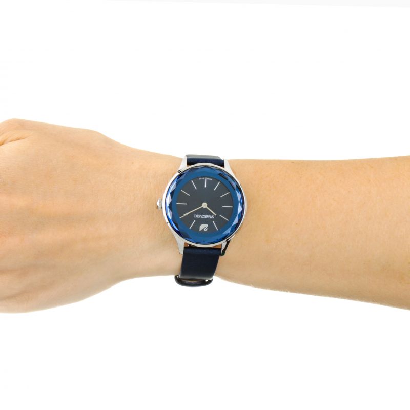Swarovski Octea Nova Blue Dial Blue Leather Strap Watch for Women - 5295349 Watches Swarovski   