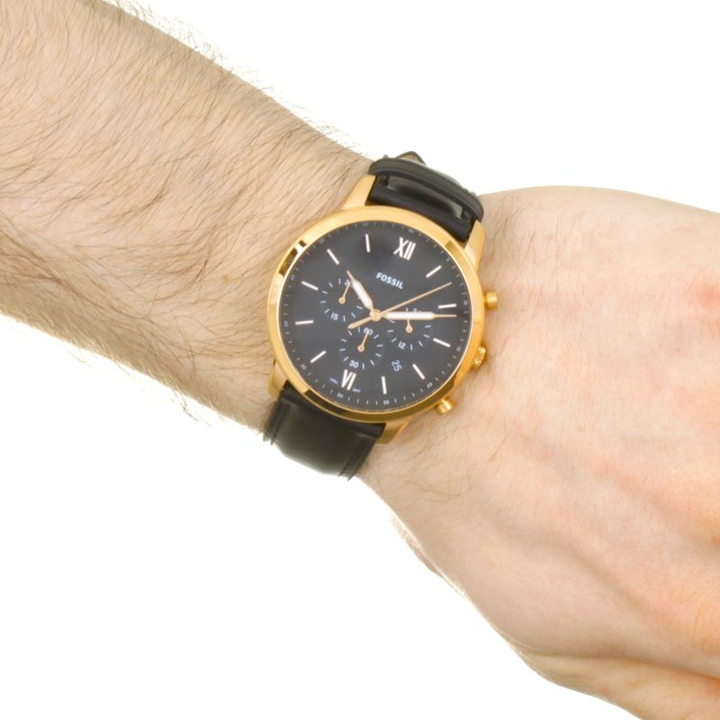 Fossil Neutra Chronograph Black Dial Black Leather Strap Watch for Men - FS5381 Watches Fossil   