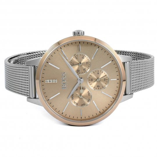 Hugo Boss Symphony Brown Dial Silver Mesh Bracelet Watch for Women - 1502423 Watches Hugo Boss   