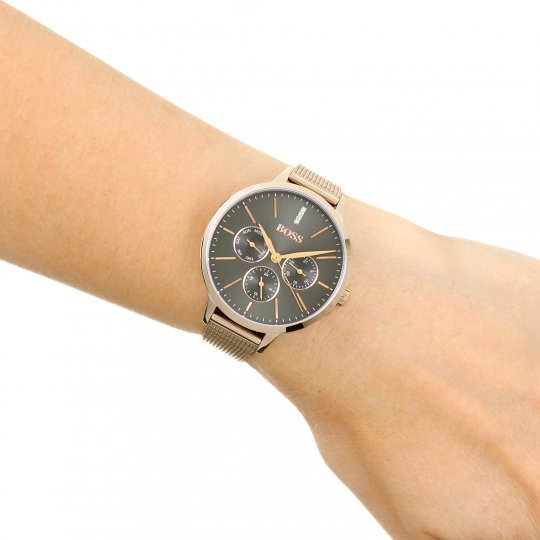 Hugo Boss Symphony Grey Dial Gold Mesh Bracelet Watch for Women - 1502424 Watches Hugo Boss   
