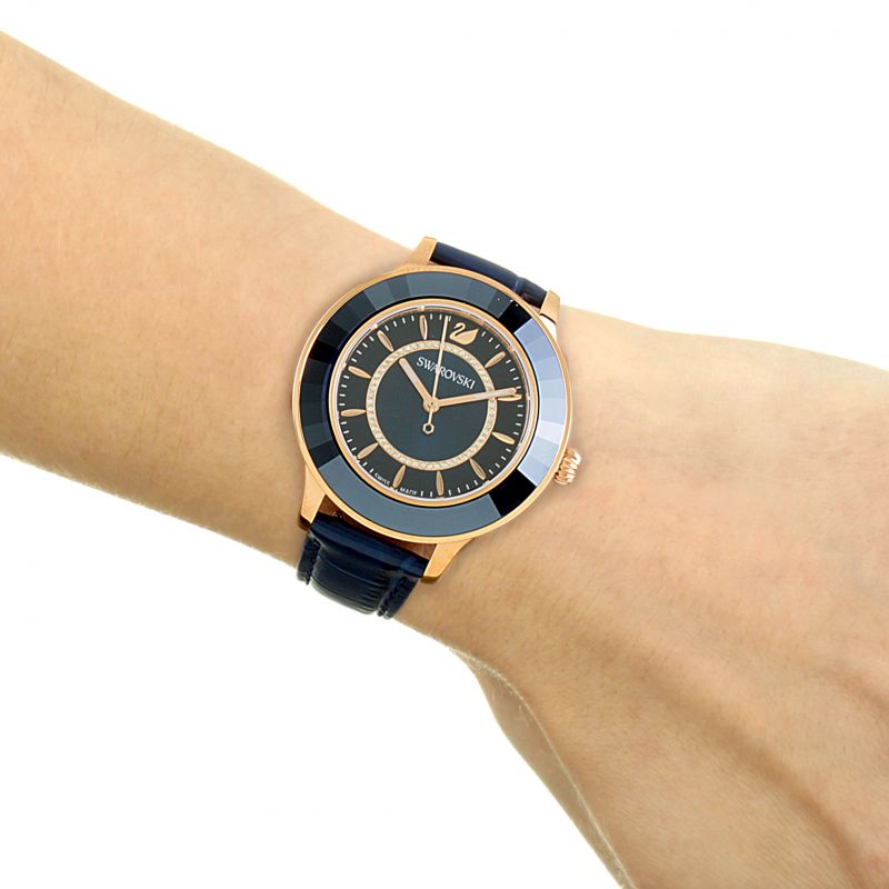 Swarovski Octea Lux Blue Dial Blue Leather Strap Watch for Women - 5414413 Watches Swarovski   