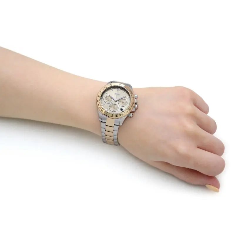 Hugo Boss Novia Gold Dial Two Tone Steel Strap Watch for Women - 1502618 Watches Hugo Boss   
