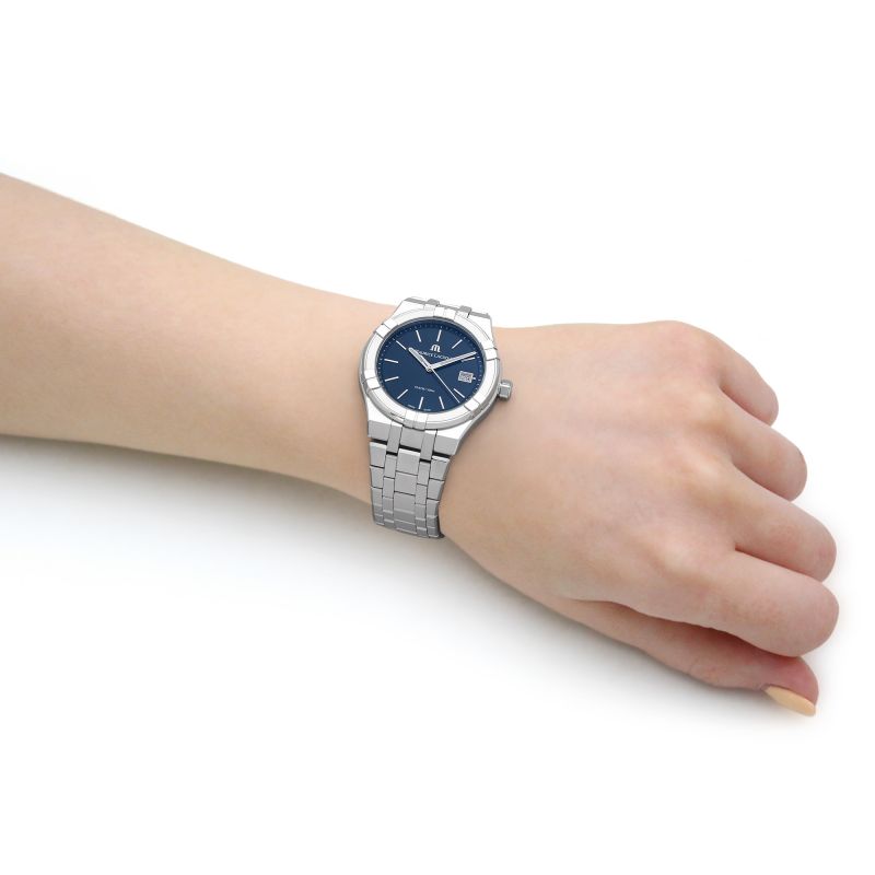 Maurice Lacroix Aikon Date Blue Dial Silver Steel Strap Watch for Men - AI1108-SS002-430-1 Watches Maurice Lacroix   