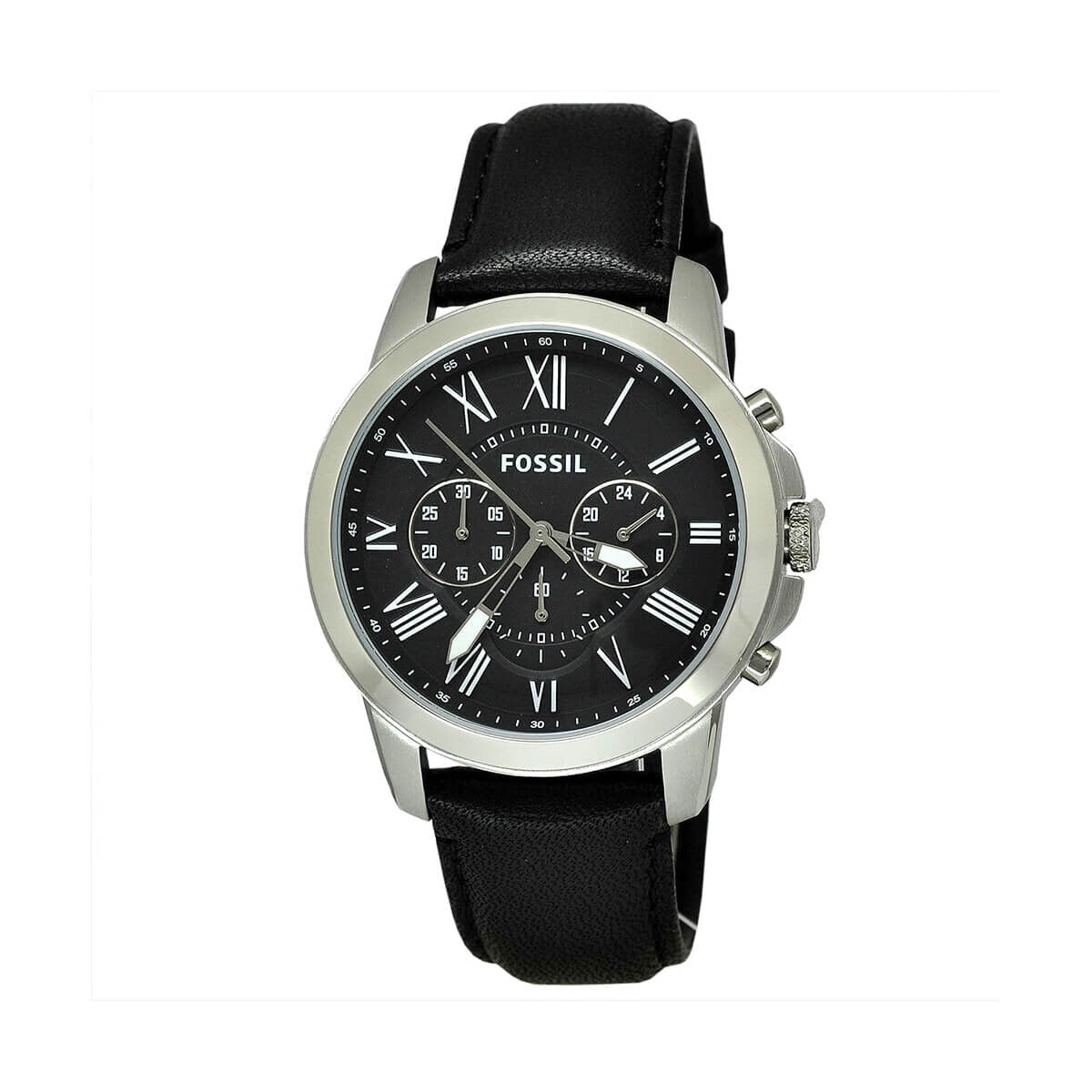 Fossil Grant Chronograph Black Dial Black Leather Strap Watch for Men - FS4812 Watches Fossil   