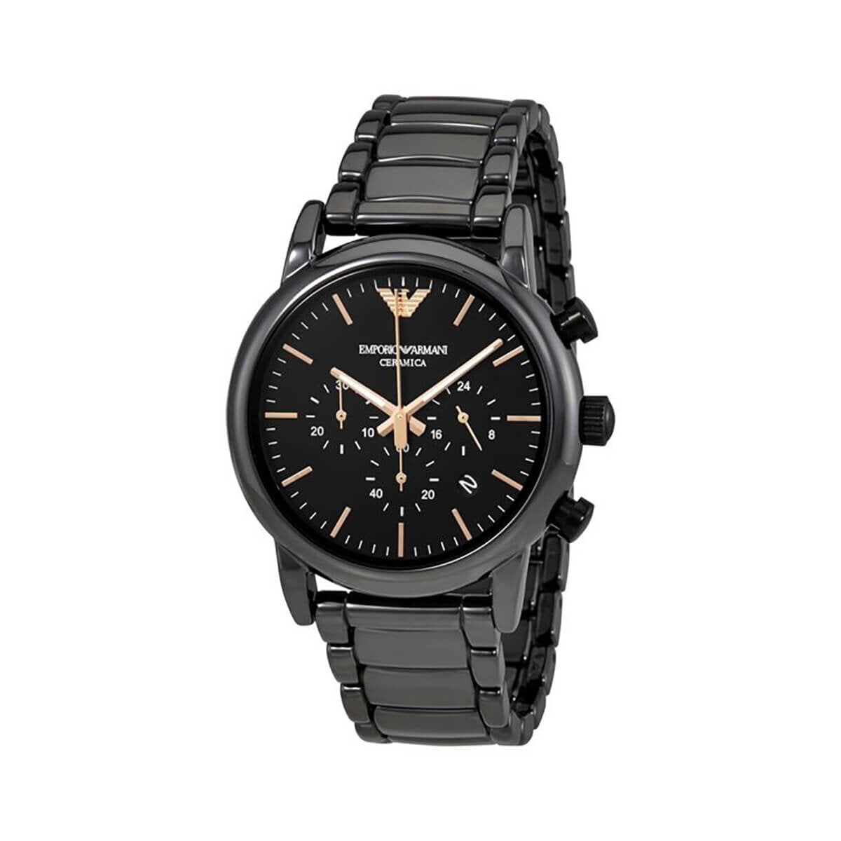 Emporio Armani Luigi Ceramic Chronograph Black Dial Black Strap Watch For Men - AR1509 Watches Emporio Armani   