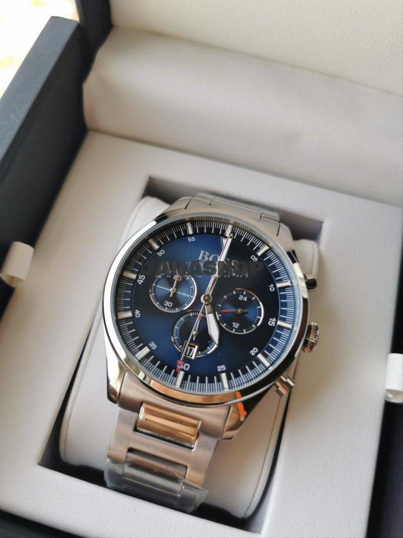 Hugo Boss Pioneer Blue Dial Silver Steel Strap Watch for Men - 1513867 Watches Hugo Boss   