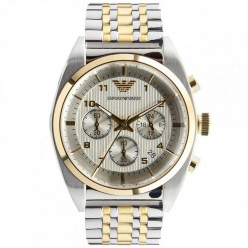 Emporio Armani Classic Chronograph White Dial Stainless Steel Strap Watch For Men - AR0396 Watches Emporio Armani   