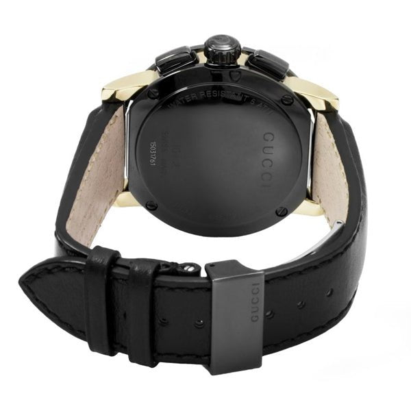 Gucci G Chrono Black Dial Black Leather Strap Watch For Men - YA101203 Watches Gucci   