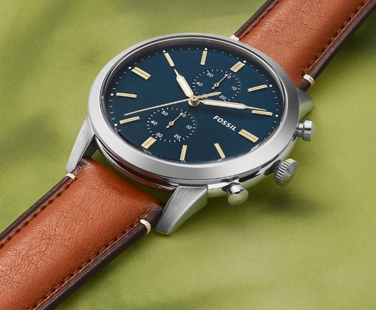 Fossil Townsman Chronograph Blue Dial Brown Leather Strap Watch for Men - FS5279 Watches Fossil   