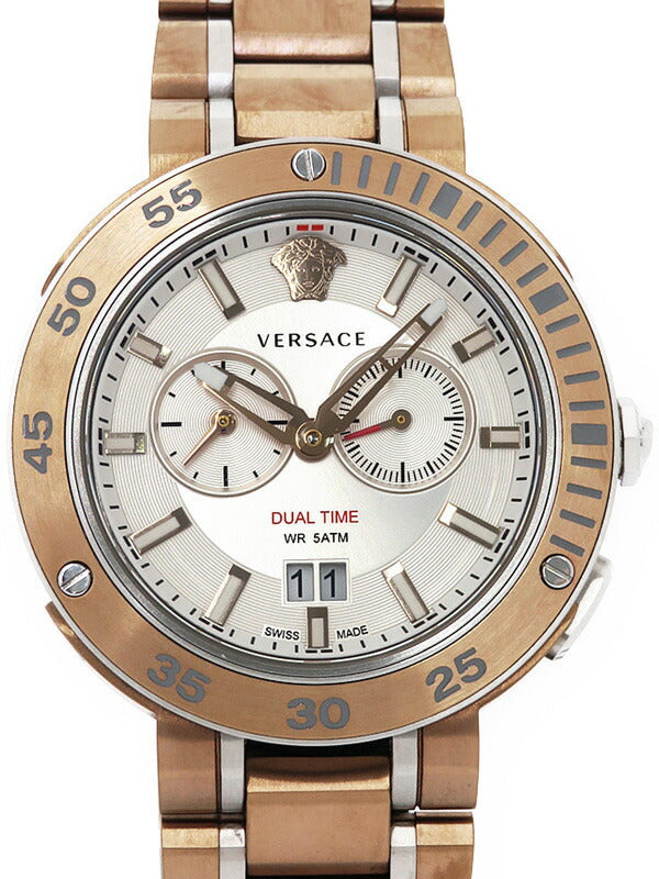 Versace V Extreme Chronograph White Dial Rose Gold Stainless Steel Watch for Women - VCN050017 Watches Versace   