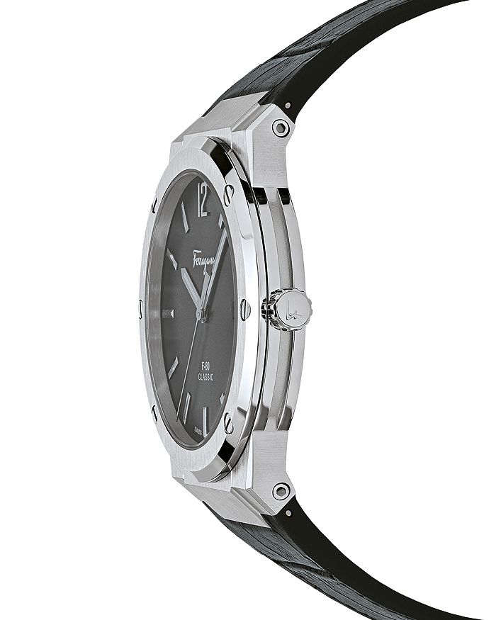 Salvatore Ferragamo F-80 Classic Black Dial Black Leather Strap  Watch for Men - SFDT00219 Watches Salvatore Ferragamo   