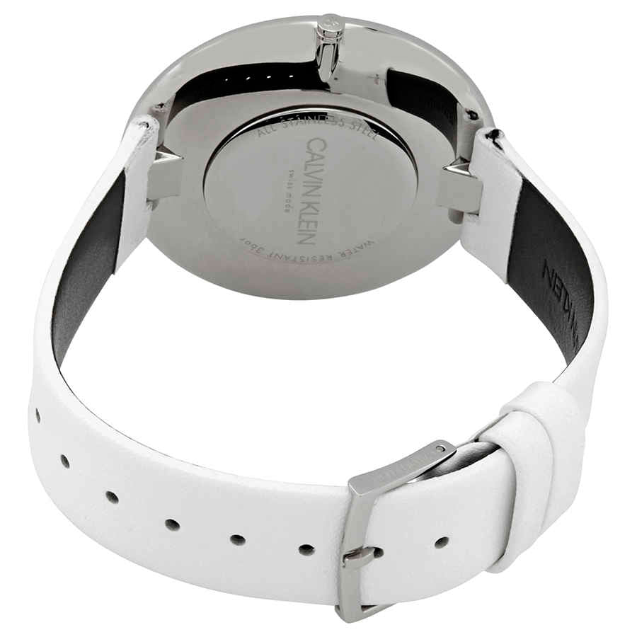 Calvin Klein Full Moon White Dial White Leather Strap Watch for Women - K8Y231L6 Watches Calvin Klein   