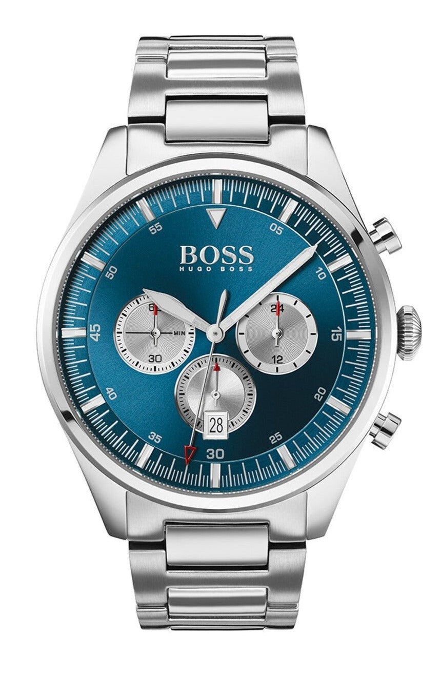 Hugo Boss Pioneer Blue Dial Silver Steel Strap Watch for Men - 1513713 Watches Hugo Boss   