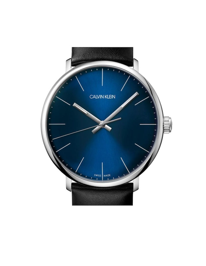 Calvin Klein High Noon Quartz Blue Dial Black Leather Strap Watch for Men - K8M211CN Watches Calvin Klein   