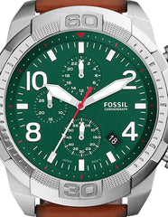 Fossil Bronson Chronograph Green Dial Brown Leather Strap Watch for Men - FS5738 Watches Fossil   