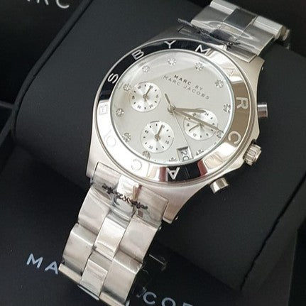 Marc Jacobs Blade White Dial SIlver Stainless Steel Strap Watch for Women - MBM3100 Watches Marc Jacobs   