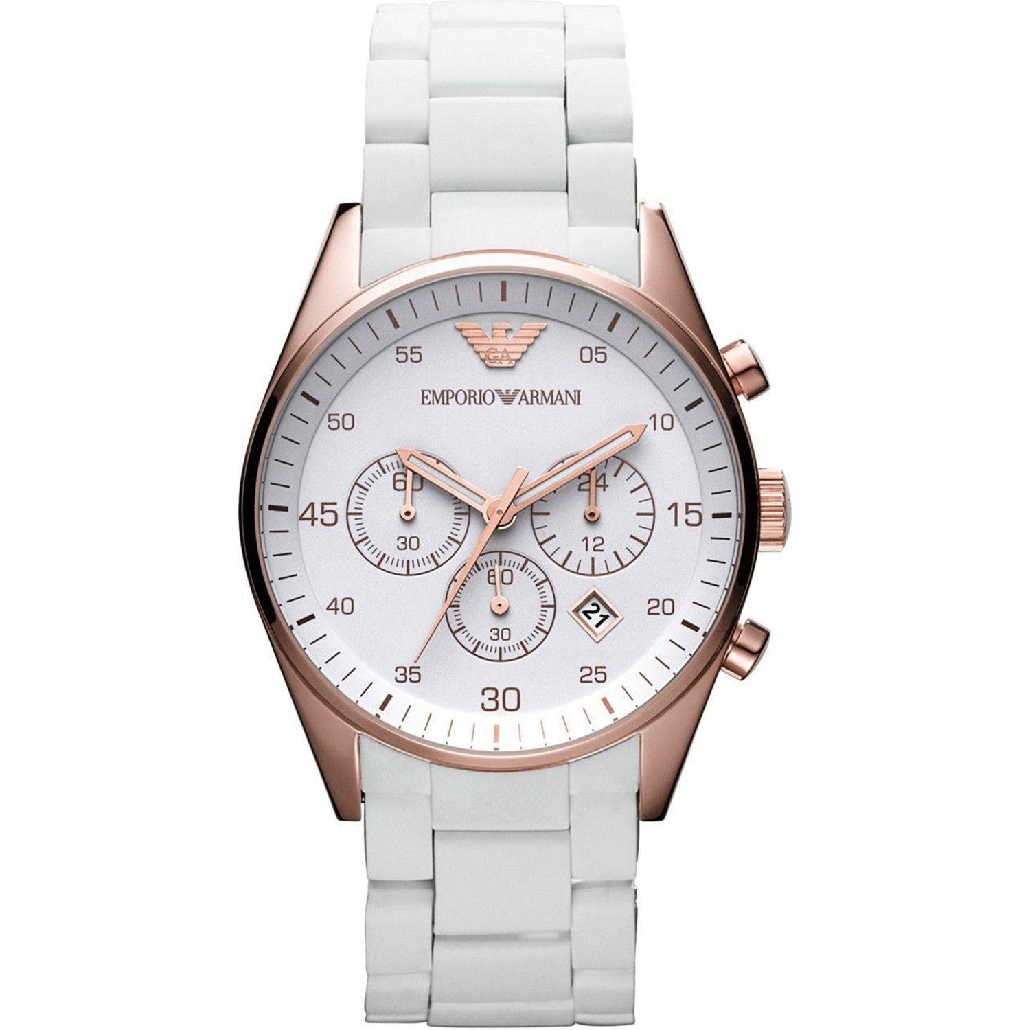 Emporio Armani Sportivo White Dial White Rubber Strap Watch For Men - AR5919 Watches Emporio Armani   