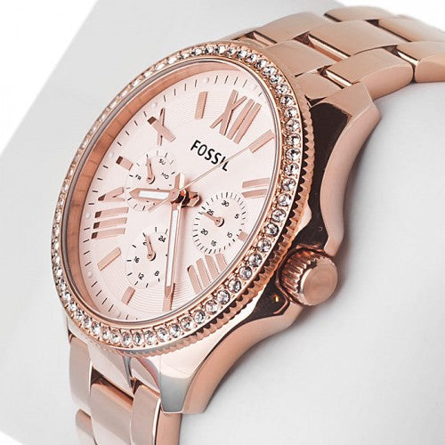 Fossil Cecile Rose Gold Dial Rose Gold Steel Strap Watch for Women - AM4483 Watches Fossil   