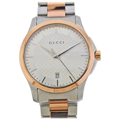 Gucci G Timeless White Dial Two Tone Steel Strap Watch For Men - YA126447 Watches Gucci   