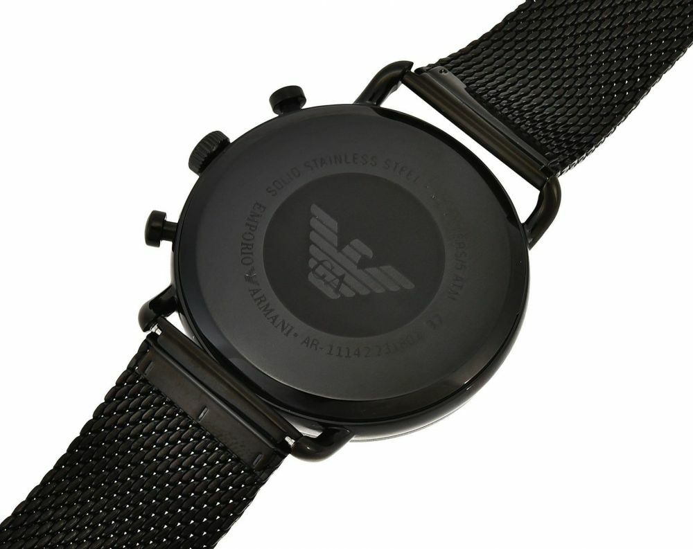 Emporio Armani Aviator Black Dial Black Mesh Bracelet Watch For Men - AR11142 Watches Emporio Armani   