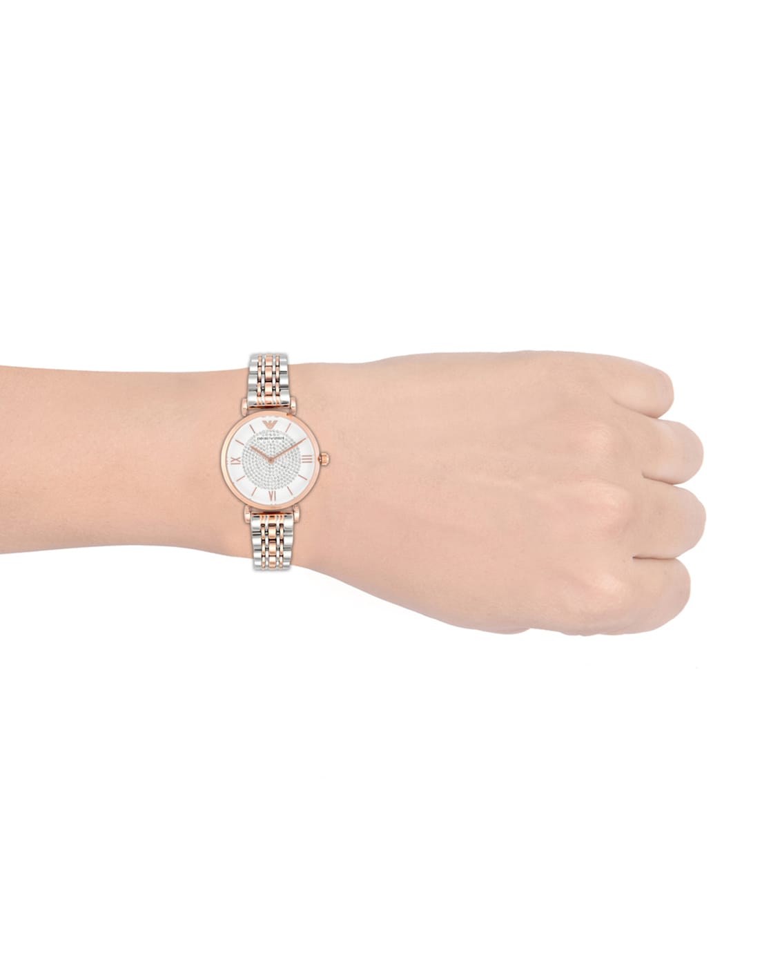 Emporio Armani Gianni T Bar White Dial Two Tone Stainless Steel Watch For Women - AR1926 Watches Emporio Armani   