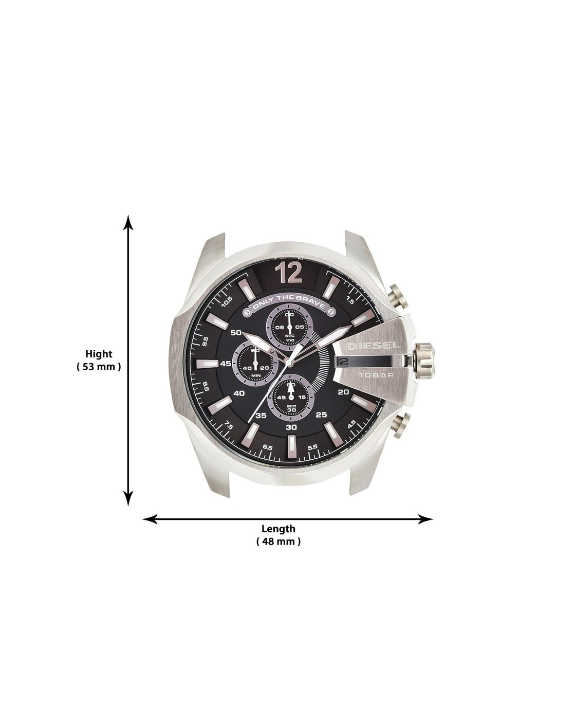 Diesel Mega Chief Black & Silver Round Dial Brown Leather Watch For Men - DZ4290 Watches Diesel   
