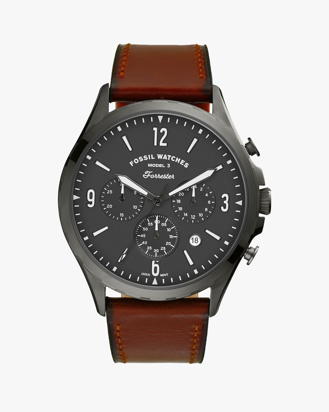 Fossil Forrester Chronograph Black Dial Brown Leather Strap Watch for Men - FS5815 Watches Fossil   