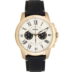 Fossil Grant Chronograph White Dial Black Leather Strap Watch for Men - FS5272 Watches Fossil   