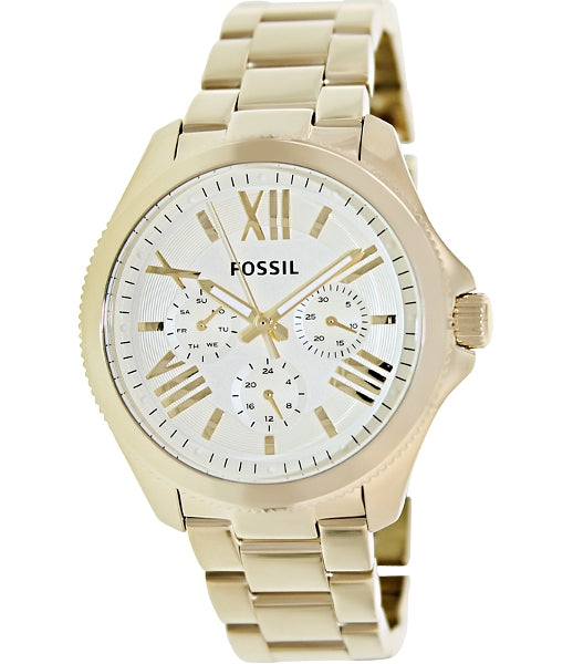 Fossil Cecile Multifunction Champagne Dial Gold Steel Strap Watch for Women - AM4510 Watches Fossil   