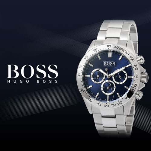 Hugo Boss Ikon Blue Dial Silver Steel Strap Watch for Men - 1512963 Watches Hugo Boss   